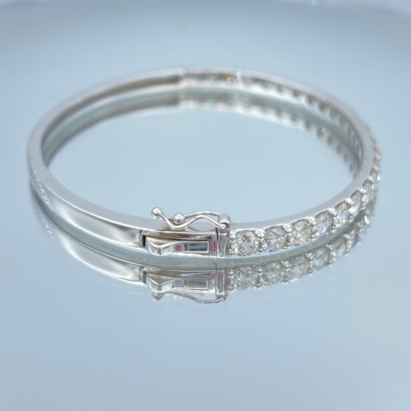 Diamond Bangle Bracelet Halfway in 14K White Gold - L and L Jewelry