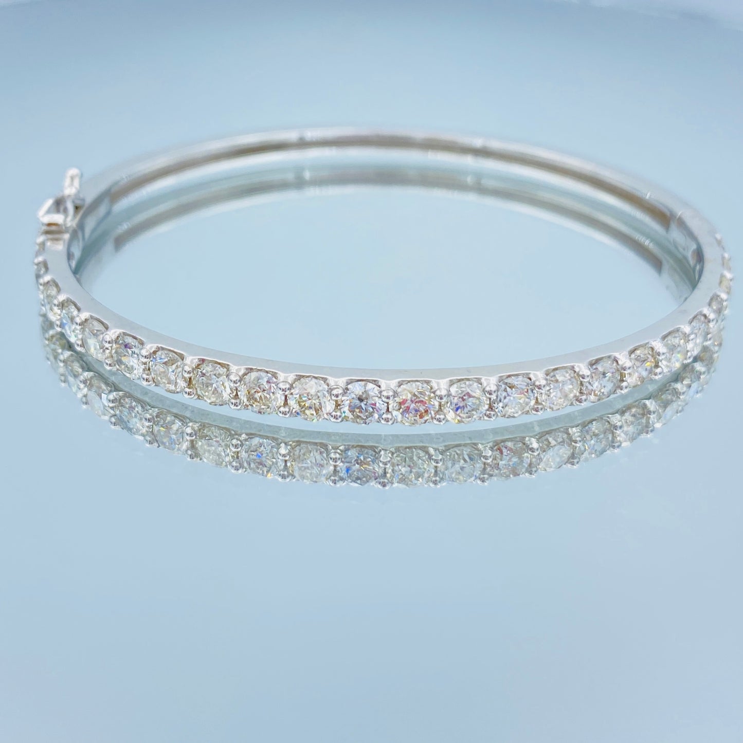 Diamond Bangle Bracelet Halfway in 14K White Gold - L and L Jewelry