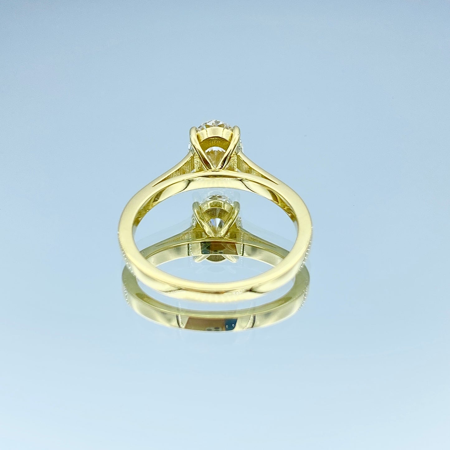 Solitaire Oval-Cut Diamond Engagement Ring in 18K Yellow Gold - L and L Jewelry