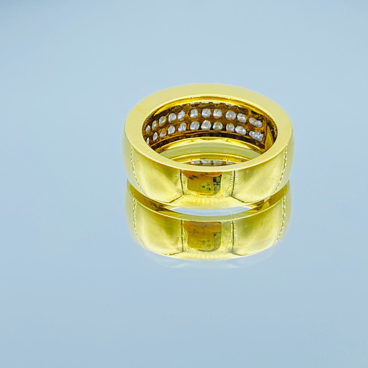 Invisible Setting Princess-Cut Diamond Ring in 18K Yellow  gold - L and L Jewelry