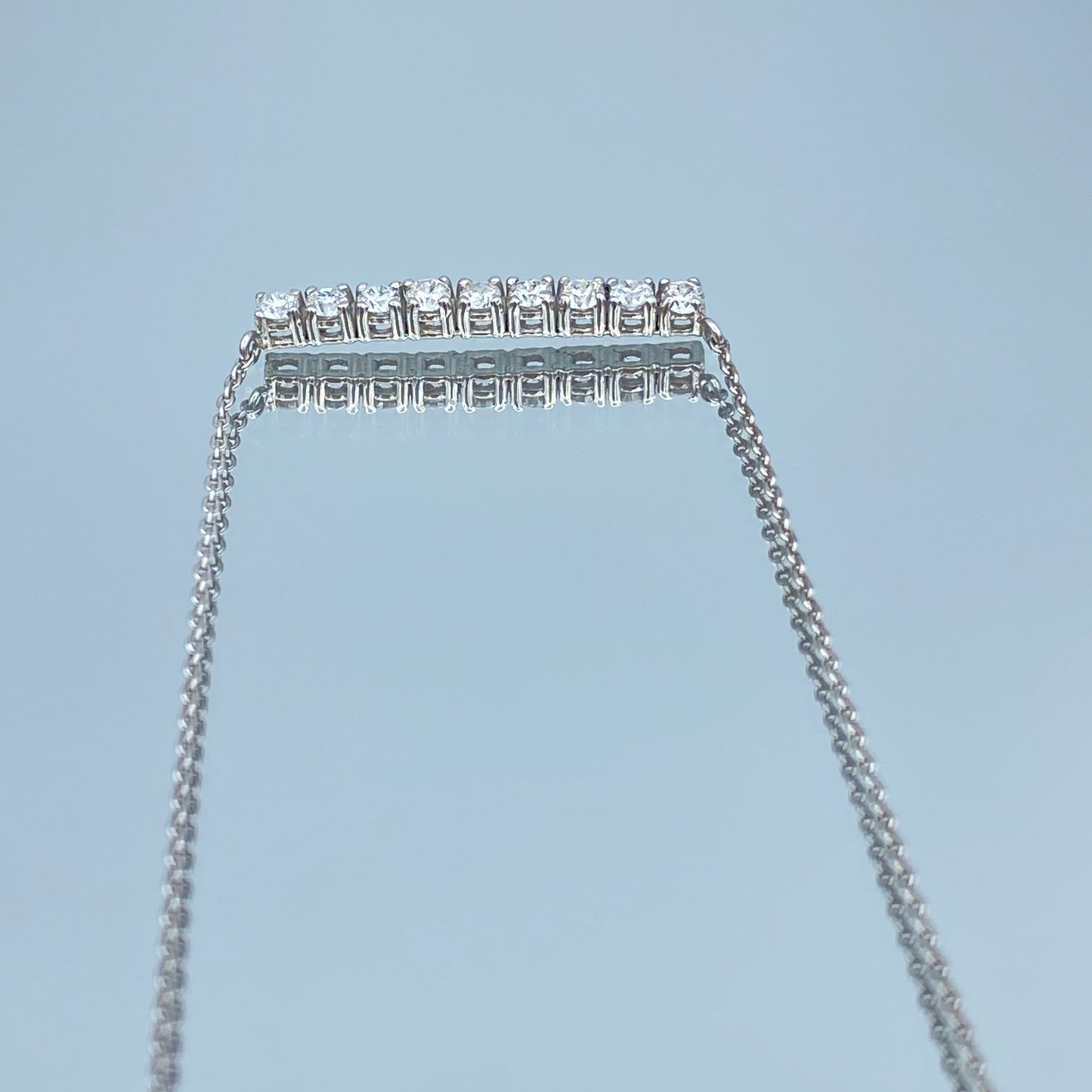 Diamond Bar Necklace in 14K White Gold - L and L Jewelry