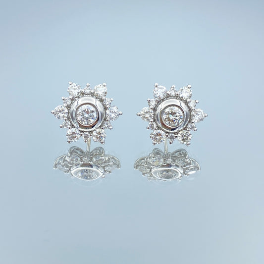 Floral Halo Jacket Diamond Stud Earrings