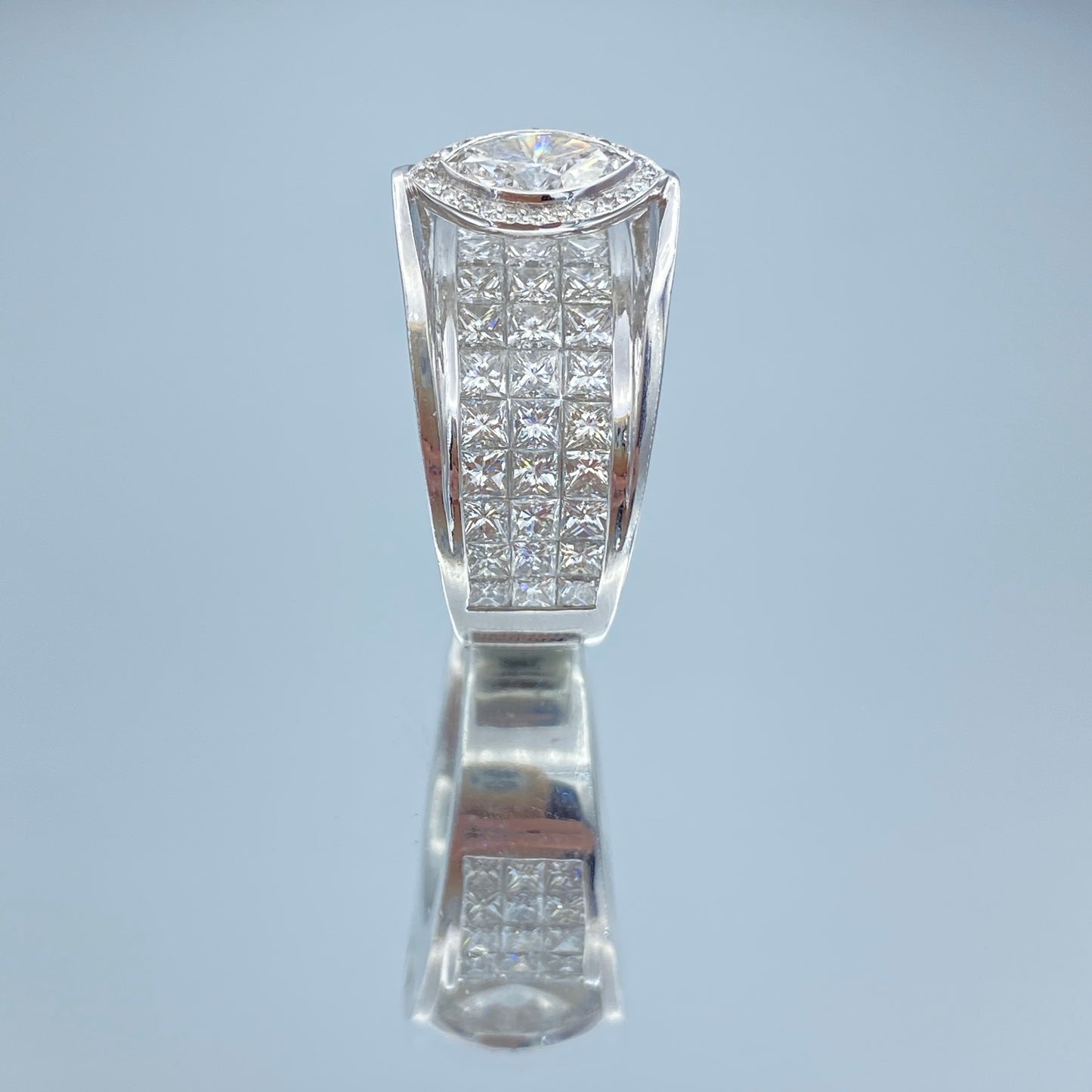 Unique Marquise-Cut and Princess-Cut Diamond Engagement Ring in Platinum