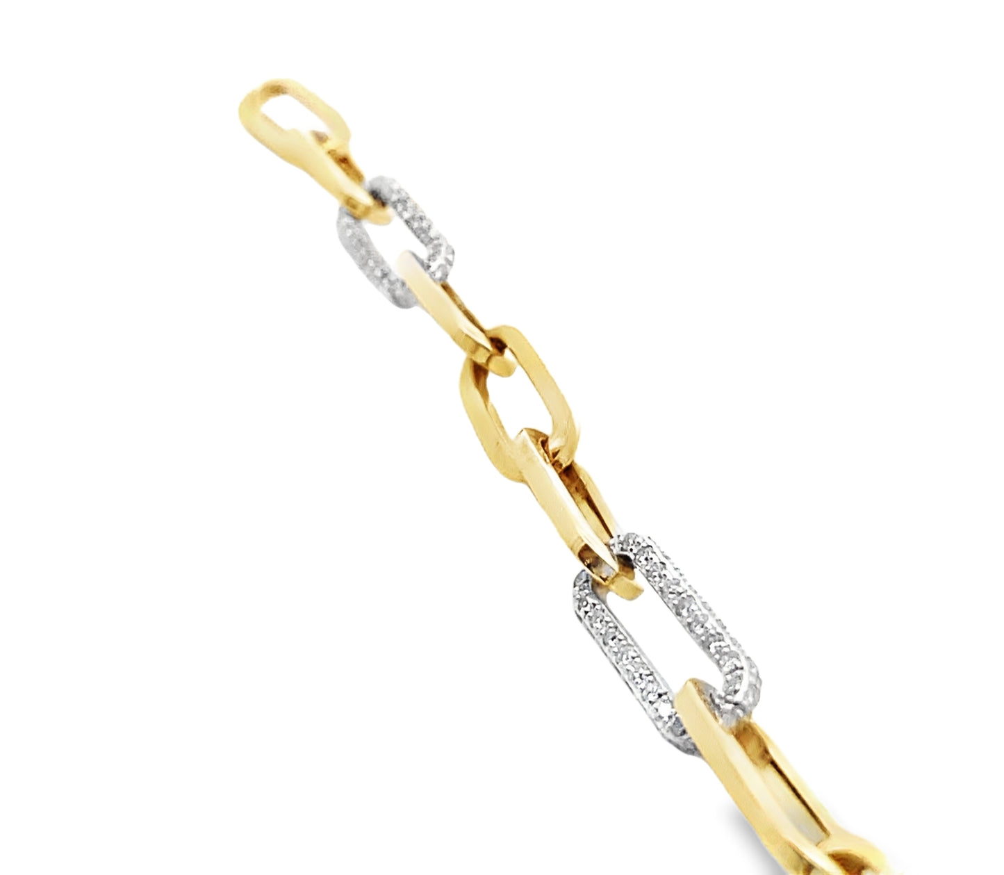 Diamond Paperclip Link Bracelet in 14K Gold