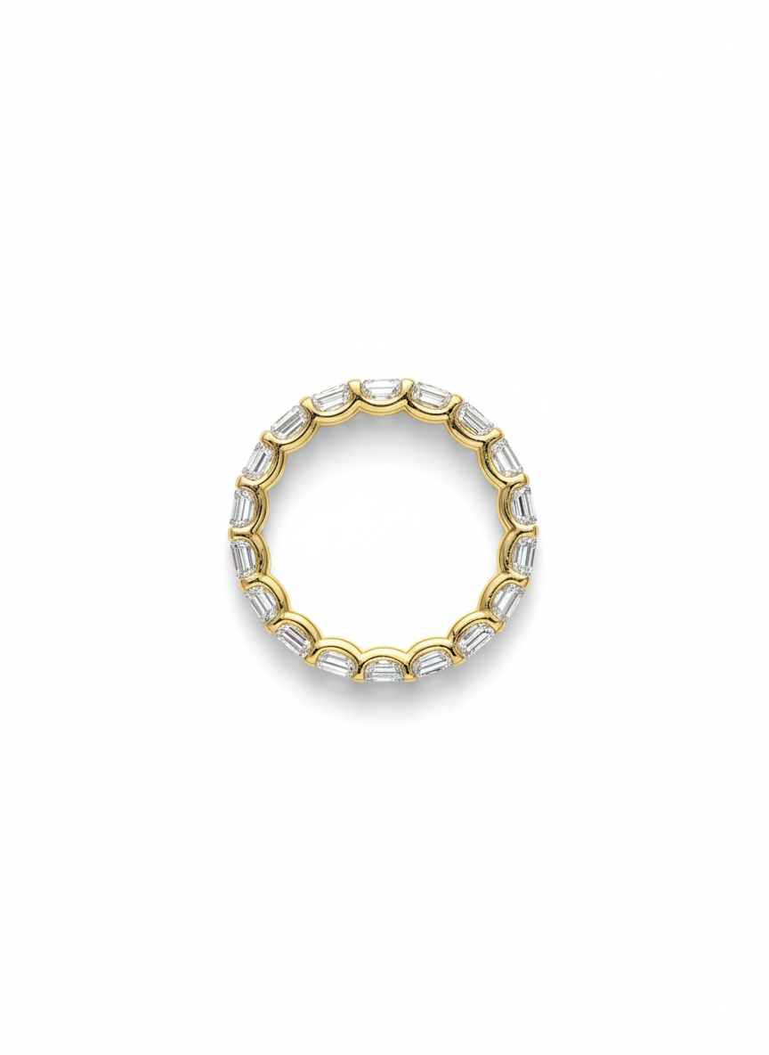 East West Emerald Cut Eternity Wedding Band in 14K Gold