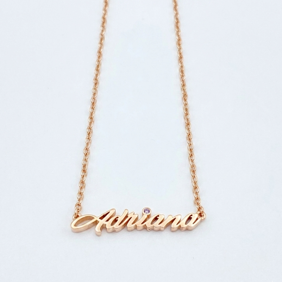 Script Name Necklace in 14K Rose Gold