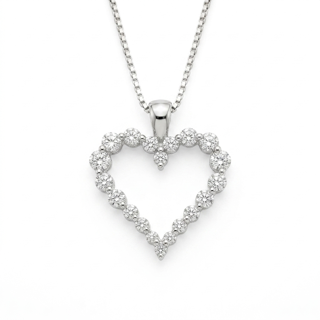 Diamond Heart Pendant in 14K White Gold