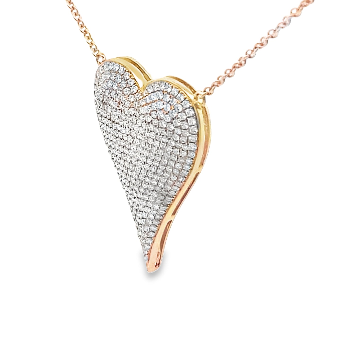 18K Gold and Diamond Heart Pendant Necklace