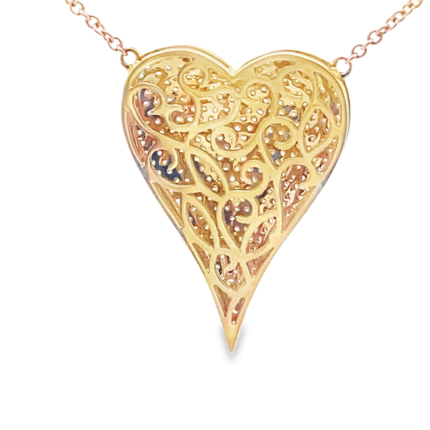18K Gold and Diamond Heart Pendant Necklace