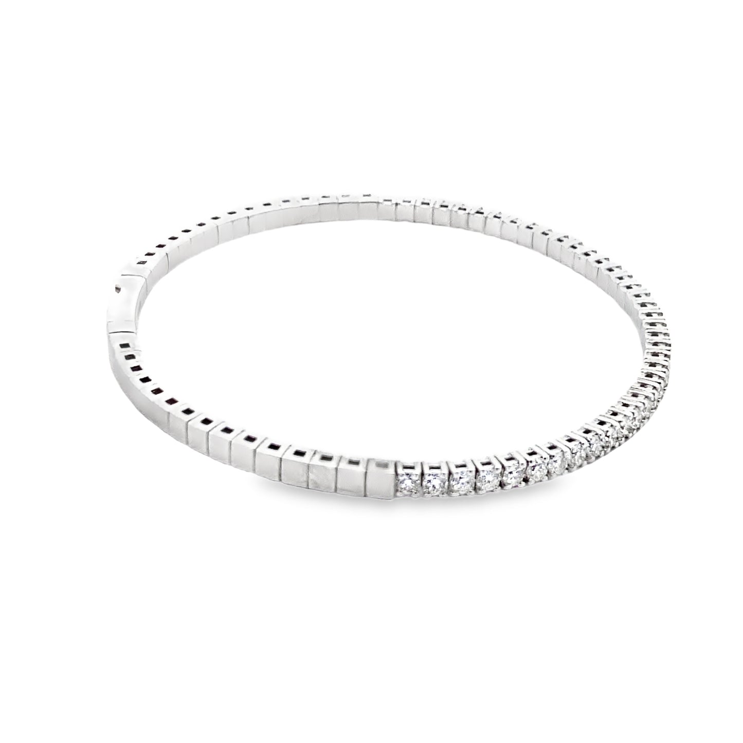 Flexible Diamond Bangle Bracelet in 14K White Gold