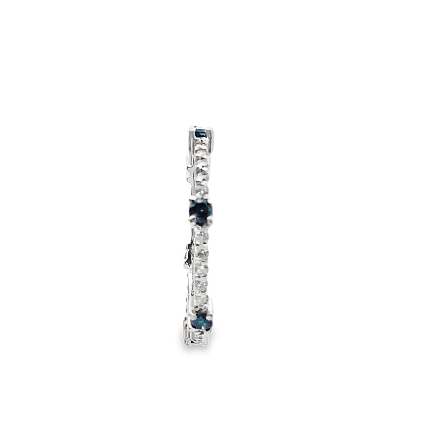 Diamond and Blue Topaz Eternity Ring in 14K White Gold