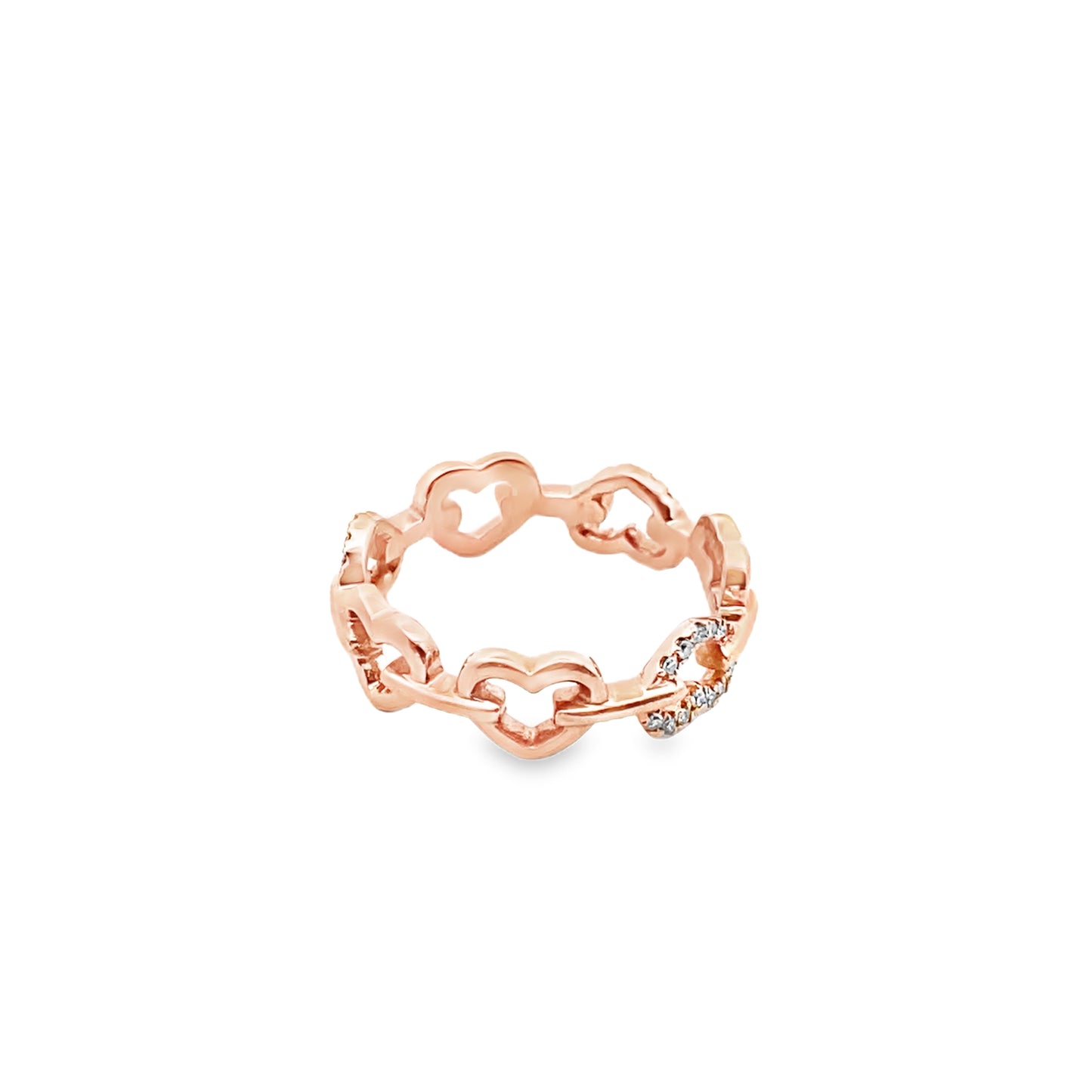 Diamond Heart Link Ring in 14K Rose Gold