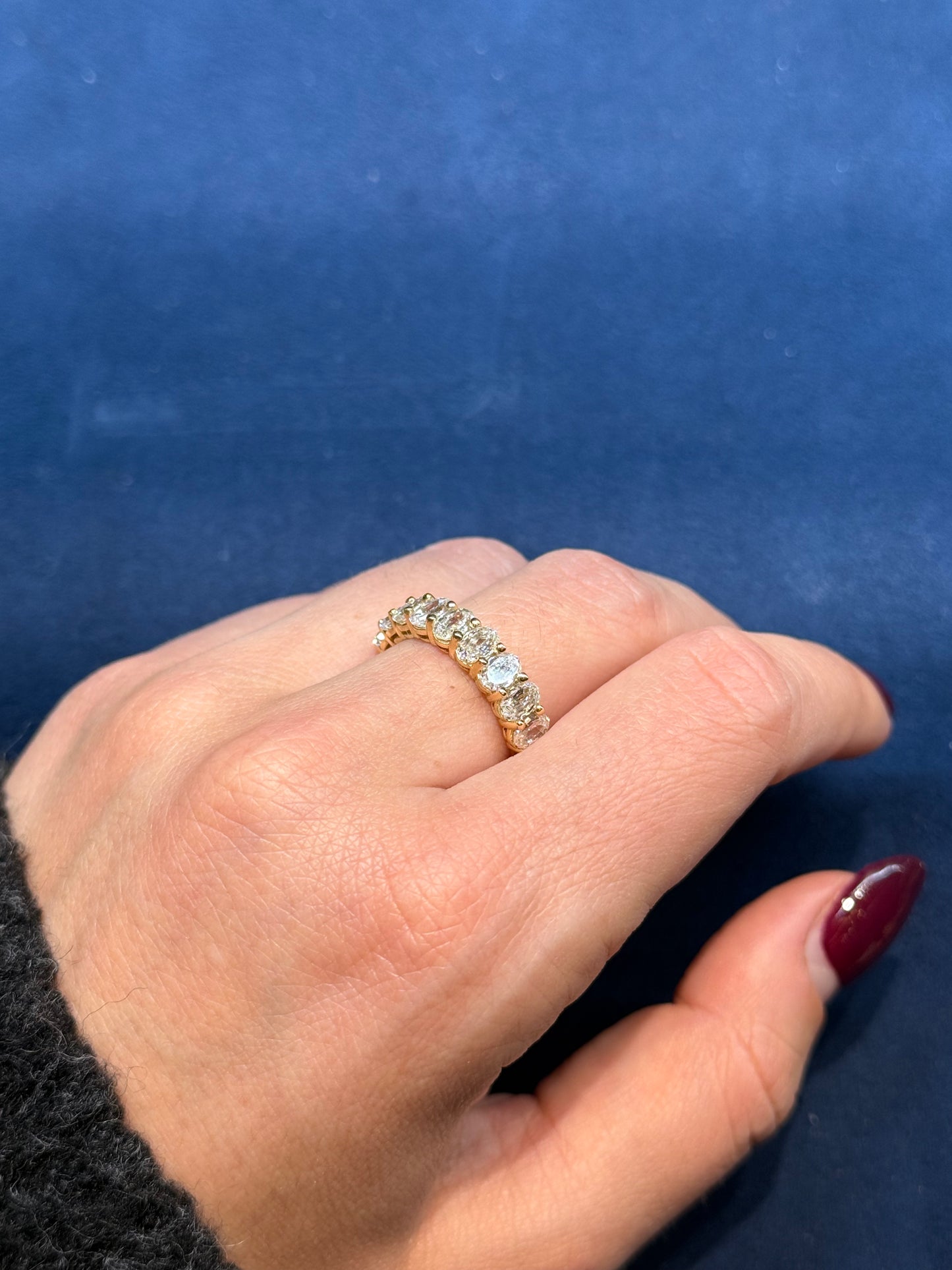 Oval Cut Diamond Half Eternity Wedding Band