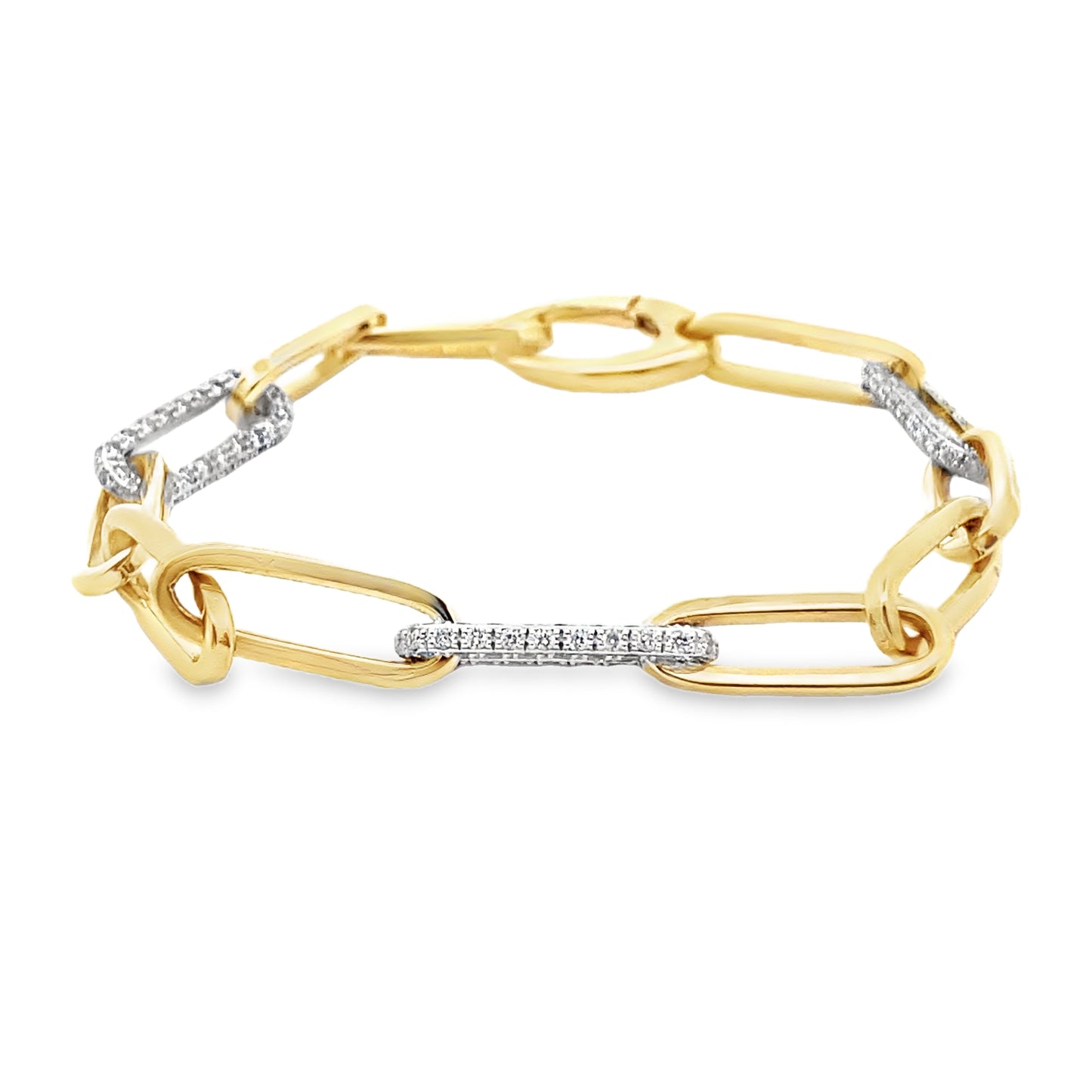 Diamond Paperclip Link Bracelet in 14K Gold