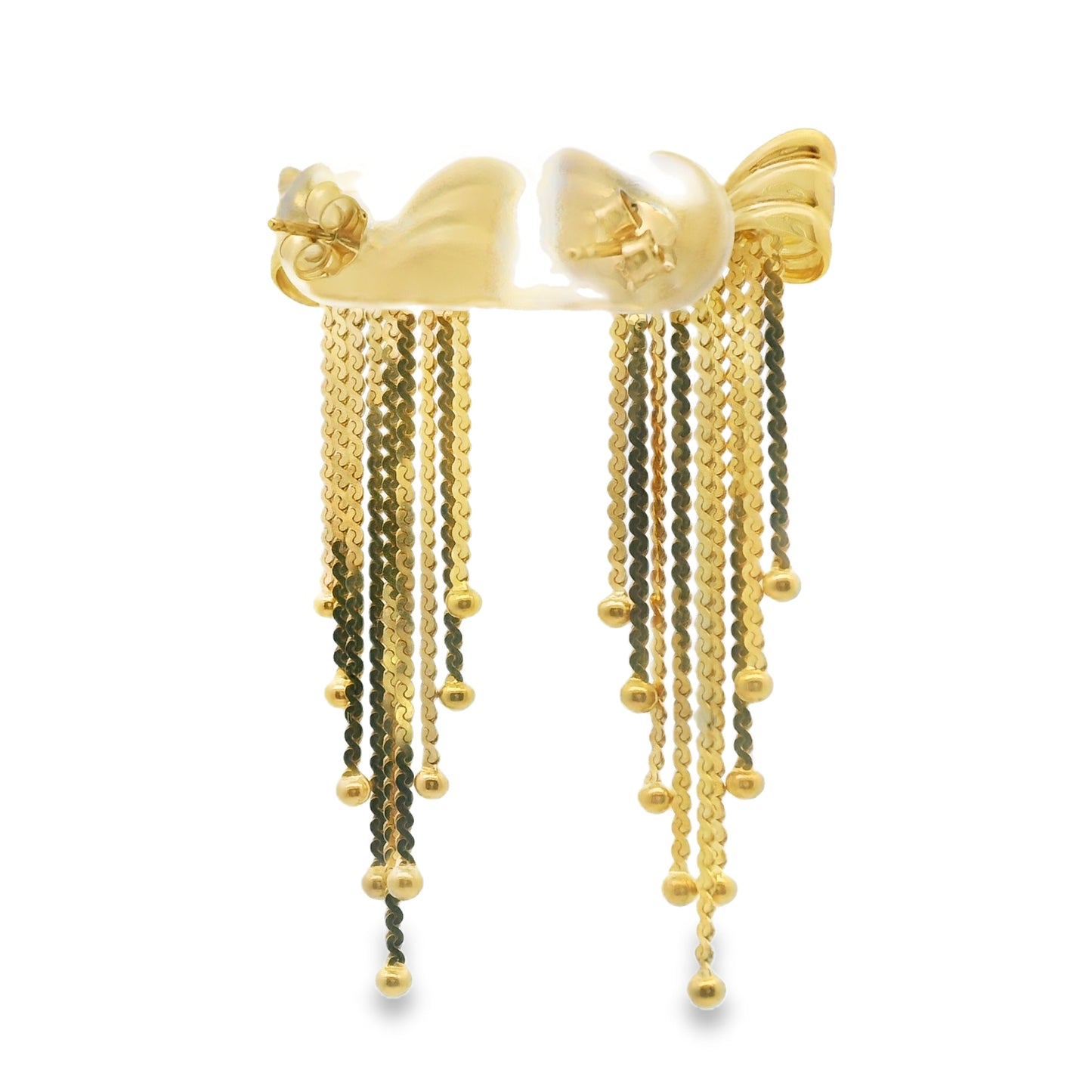 14K Yellow Gold Bow Flowy Stud Earrings