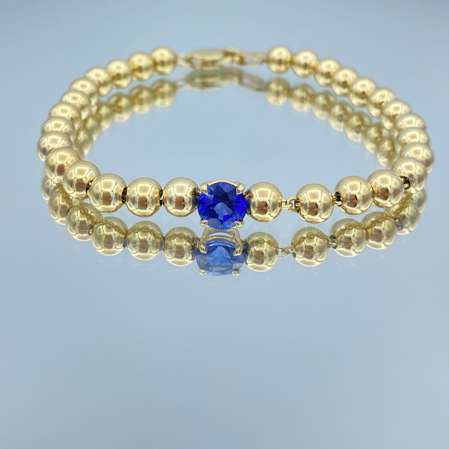Sapphire and Yellow Gold Bead Bracelet - L and L Jewelry