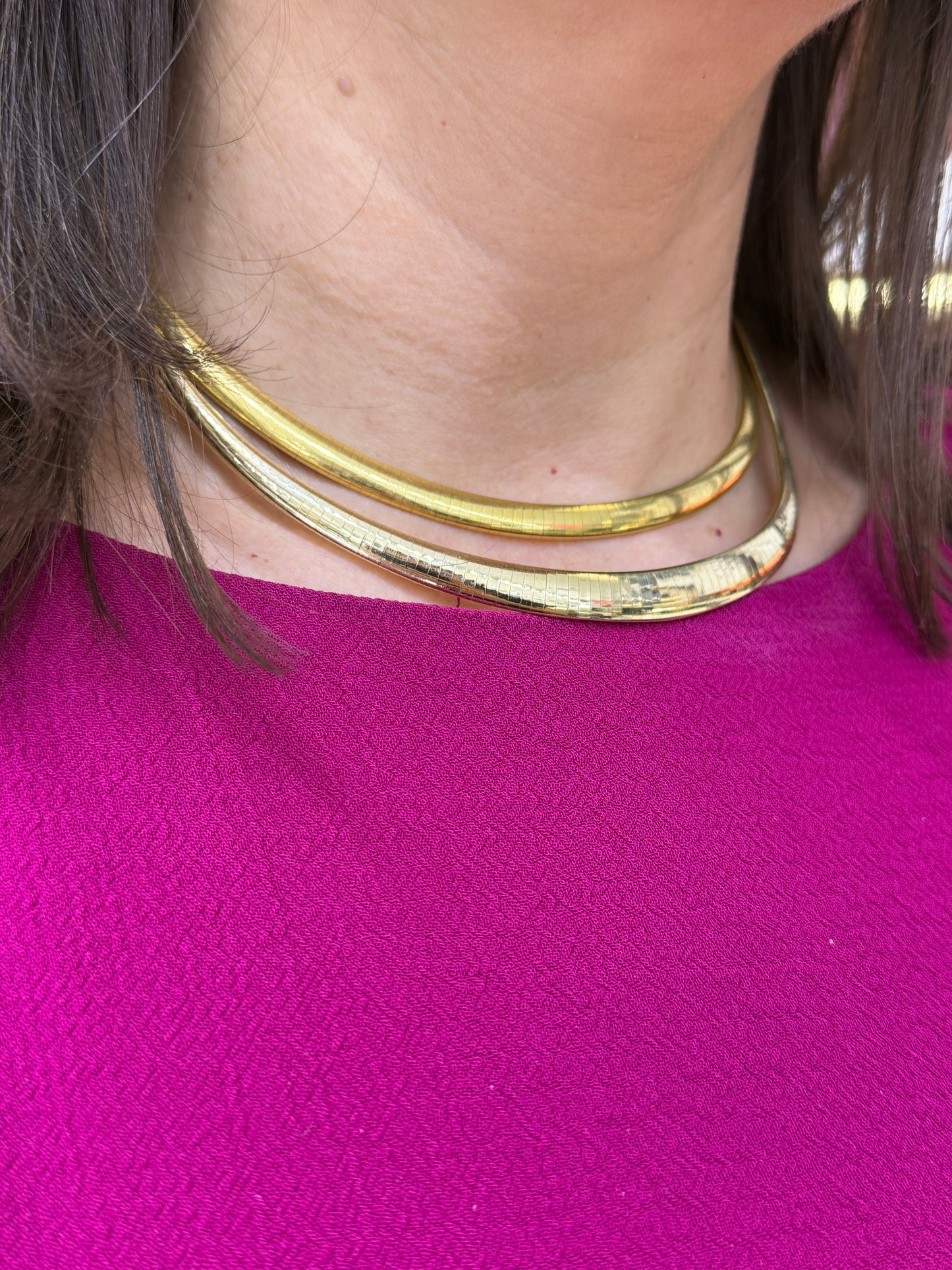 Omega Necklace in 14K and 18K Yellow Gold