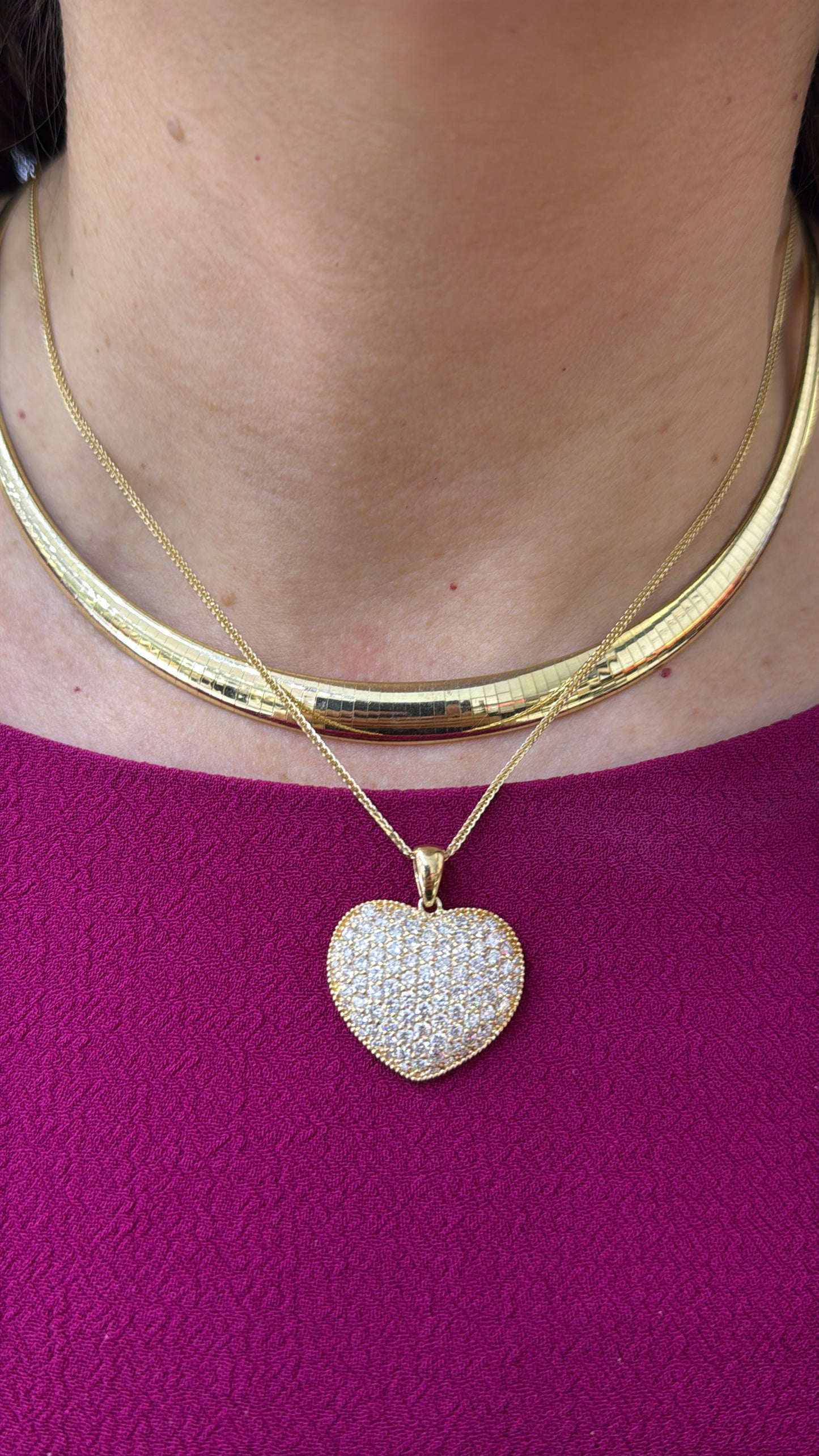 Omega Necklace in 14K and 18K Yellow Gold