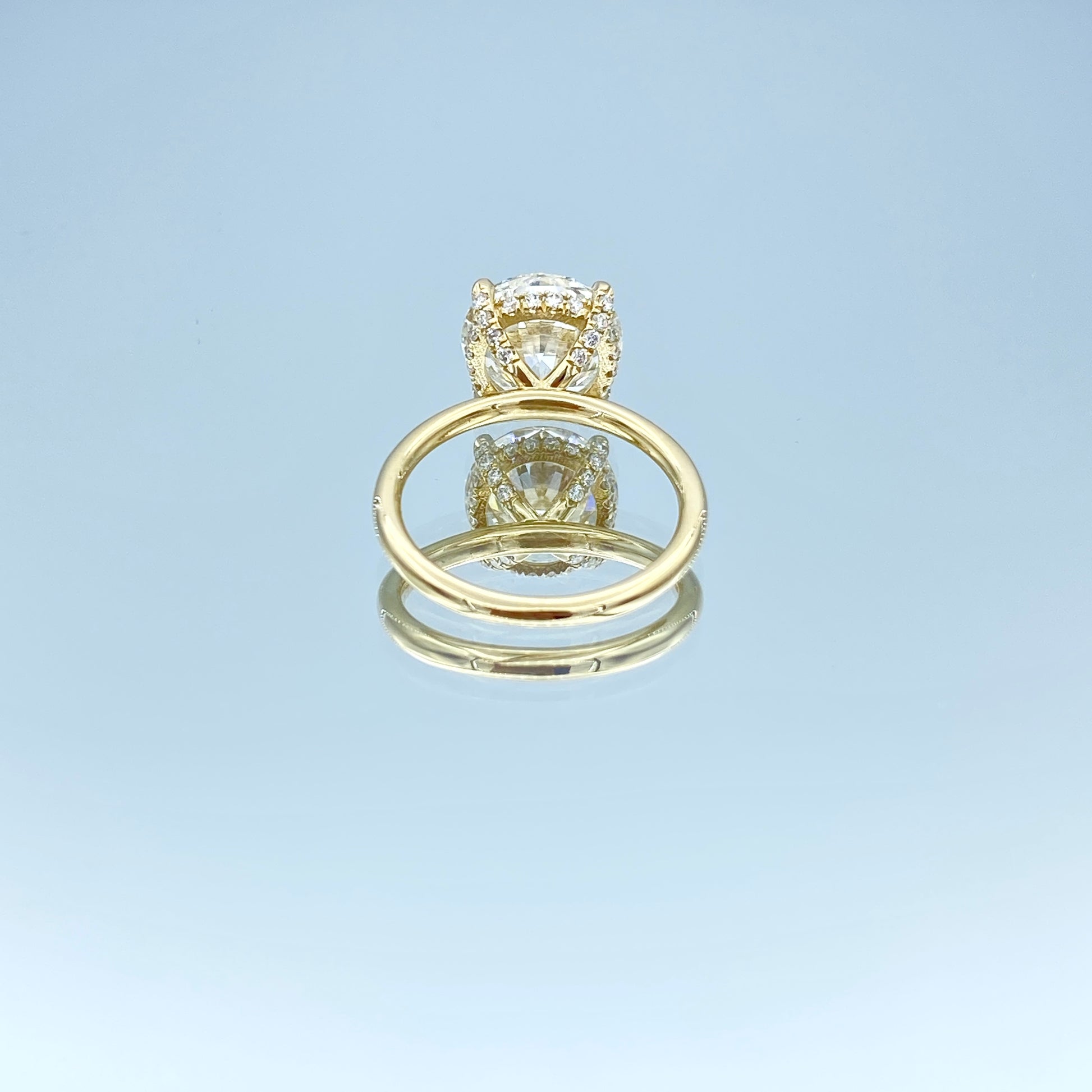 Hidden Halo Diamond Engagement Ring in 14K Yellow Gold - L and L Jewelry