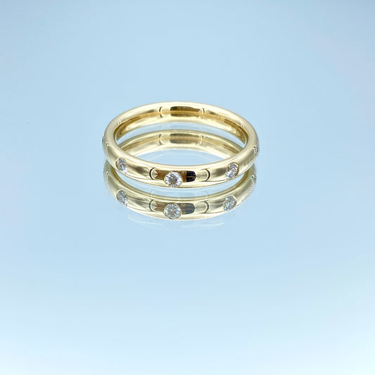 Inlay Diamond Ring in 14K Yellow Gold - L and L Jewelry
