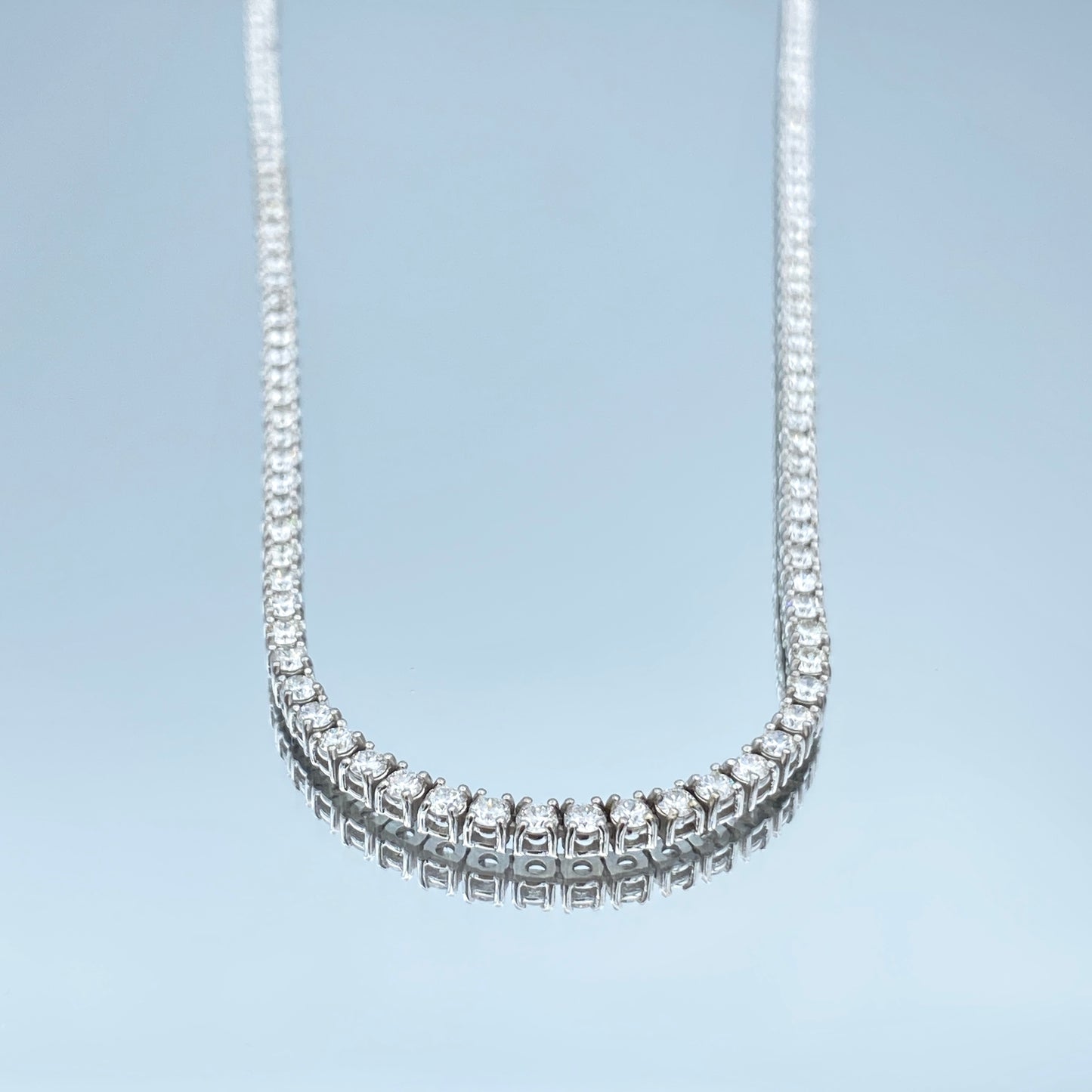 Diamond Tennis Necklace in 14K White Gold - L and L Jewelry