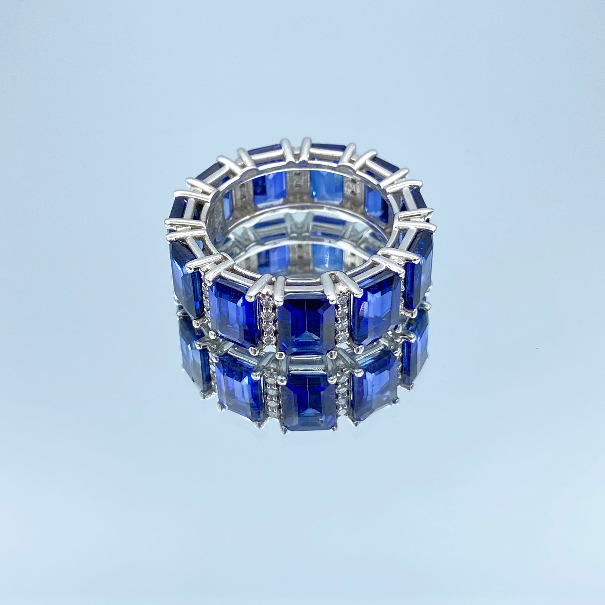 Blue Sapphire Eternity Ring in 14K White Gold - L and L Jewelry
