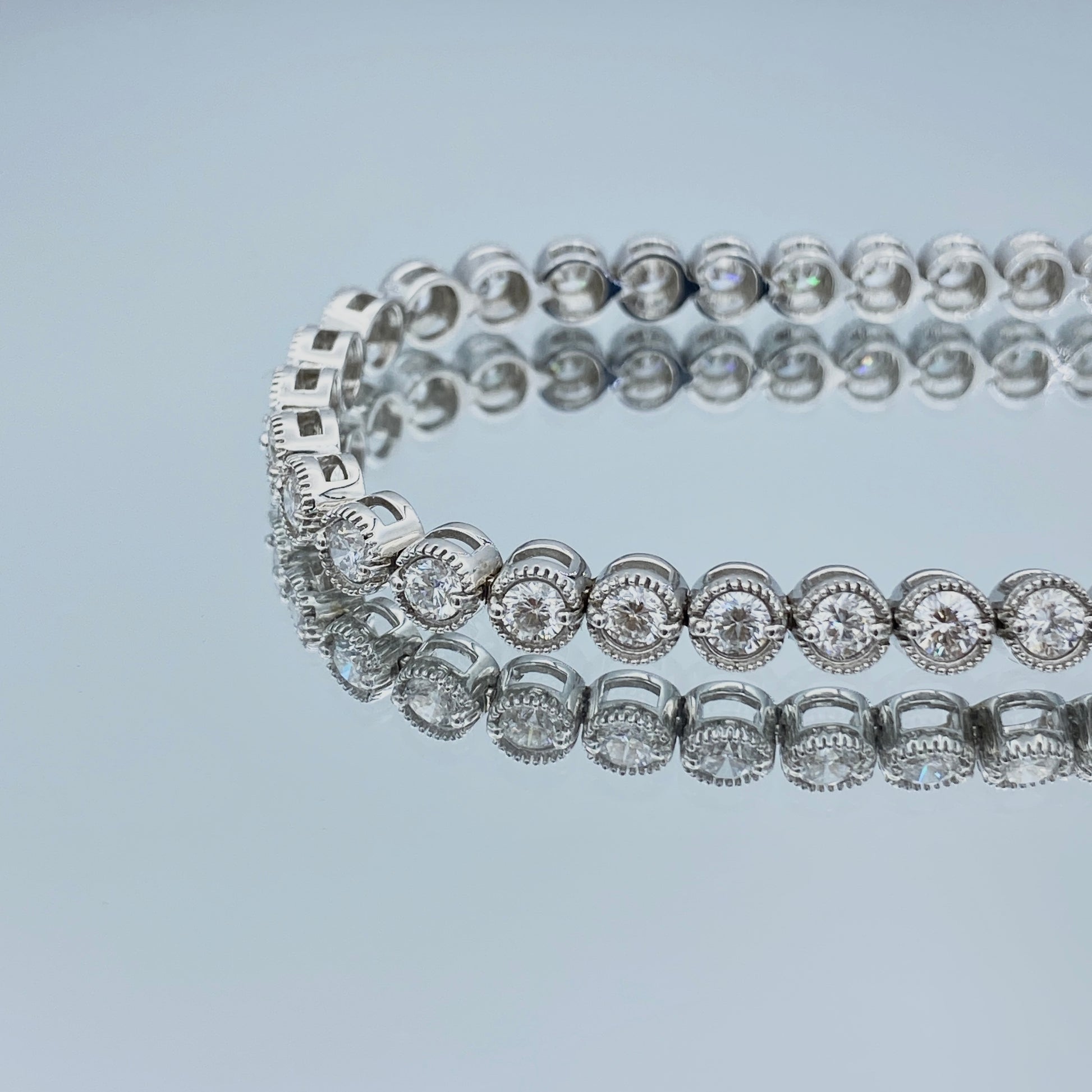 Bezel Set Diamond Tennis Bracelet in 14K White Gold - L and L Jewelry