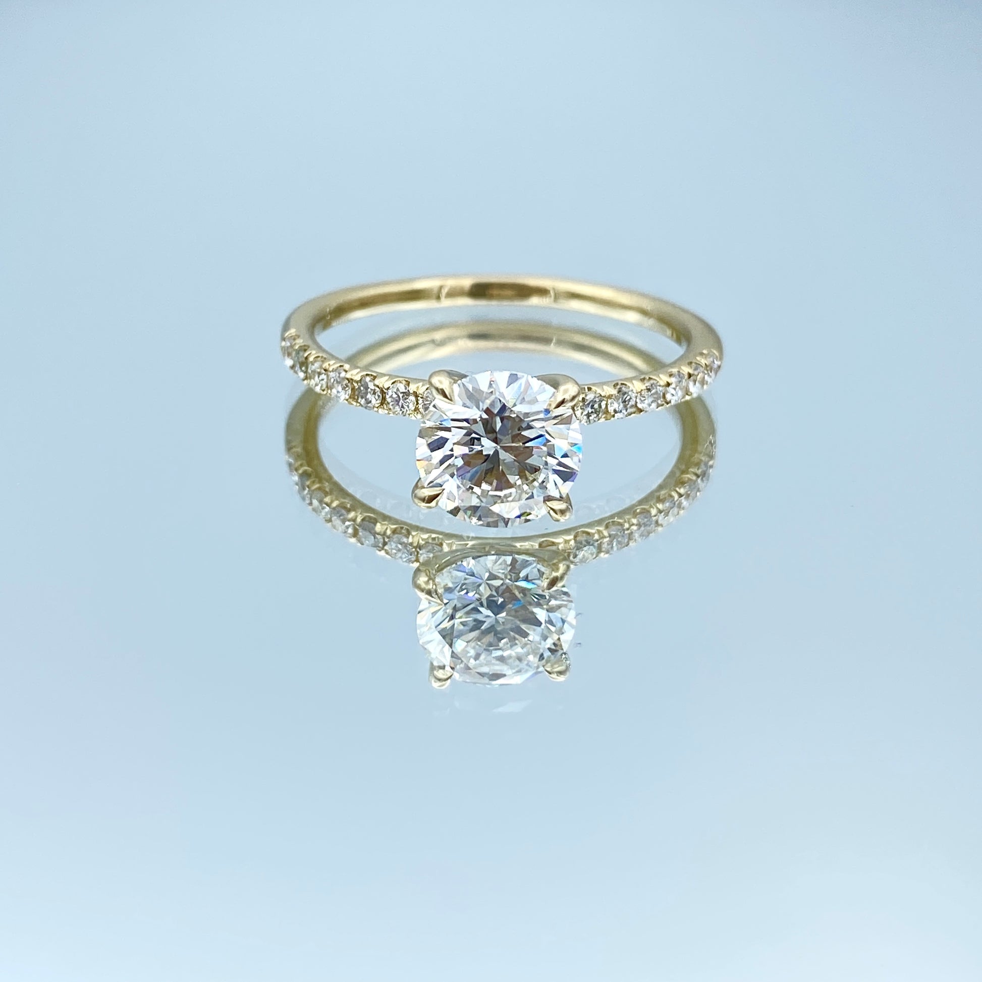 Round Brilliant-Cut Diamond Engagement Ring in 14K Yellow Gold - L and L Jewelry