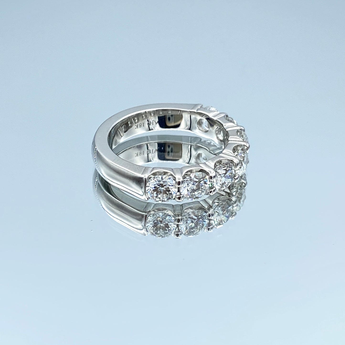 Seven Stone Round Brilliant-Cut Diamond Wedding Ring in 14K White Gold - L and L Jewelry