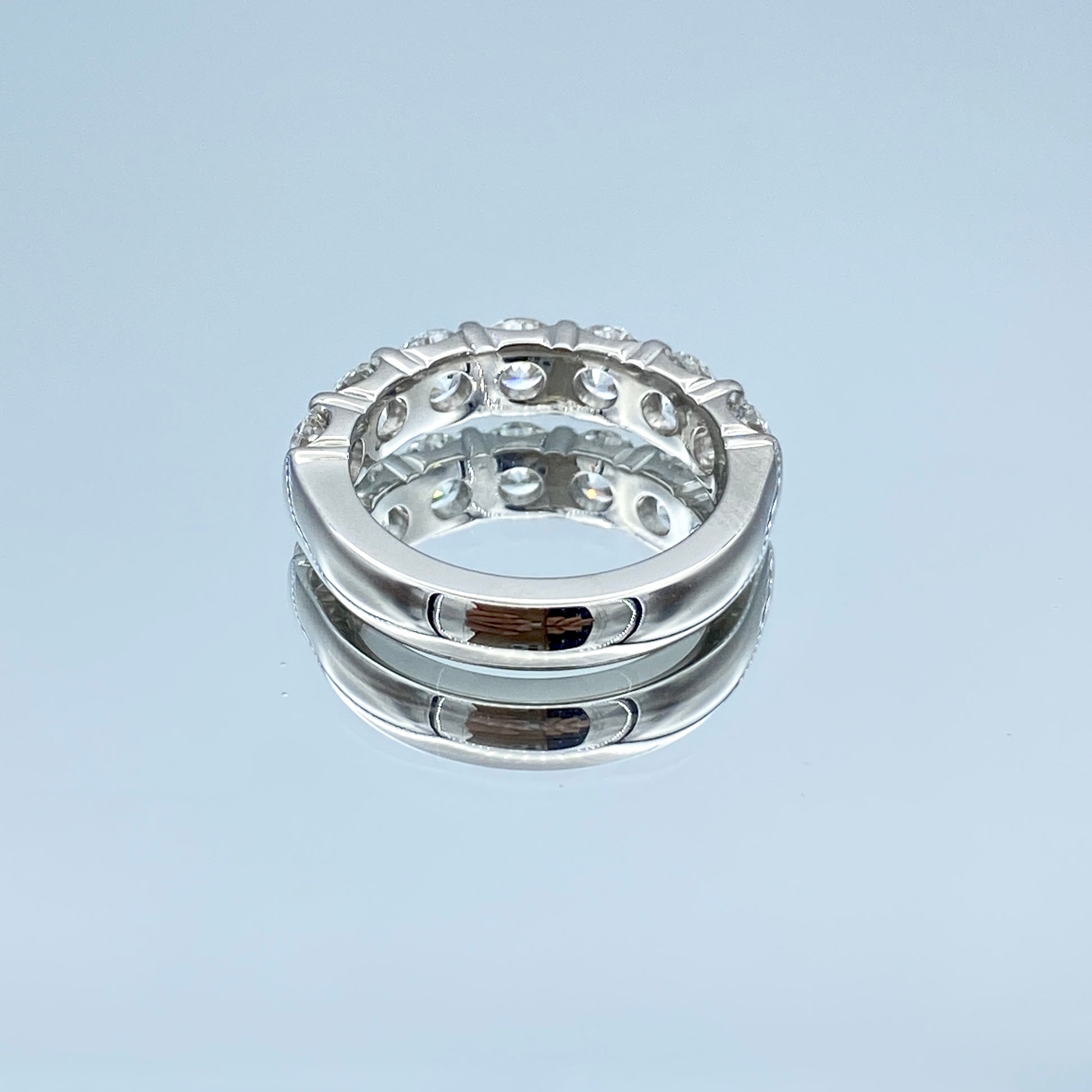 Seven Stone Round Brilliant-Cut Diamond Wedding Ring in 14K White Gold - L and L Jewelry