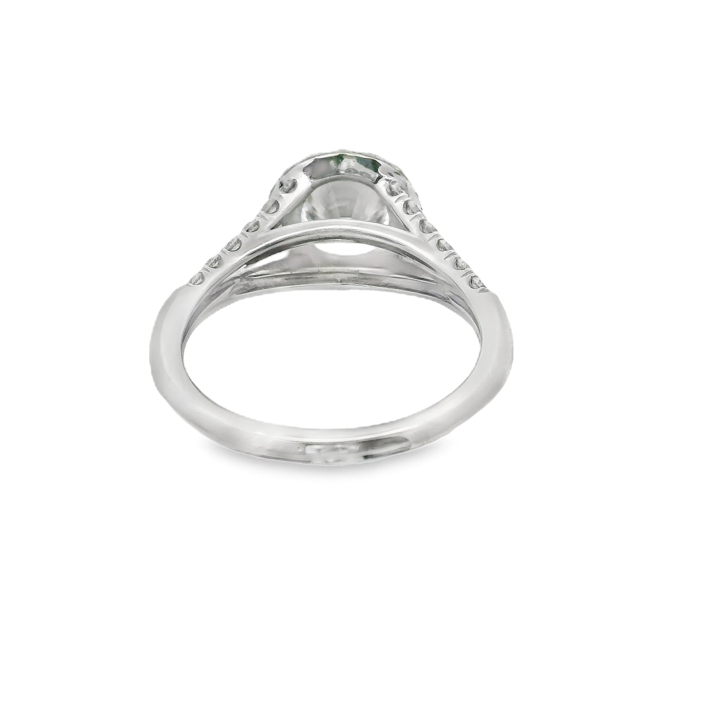 Split Shank Halo Round-Cut Diamond Engagement Ring in Platinum