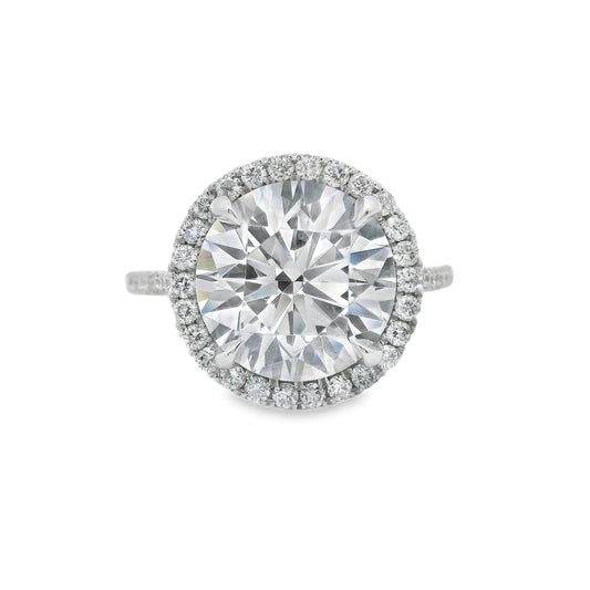 Halo Round-Cut Diamond Engagement Ring Setting in 14K White Gold
