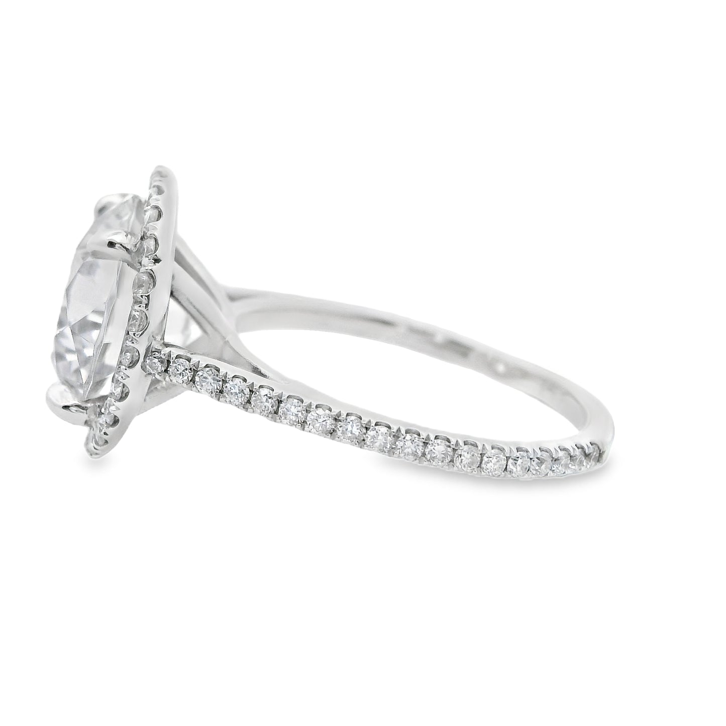 Halo Round-Cut Diamond Engagement Ring Setting in 14K White Gold