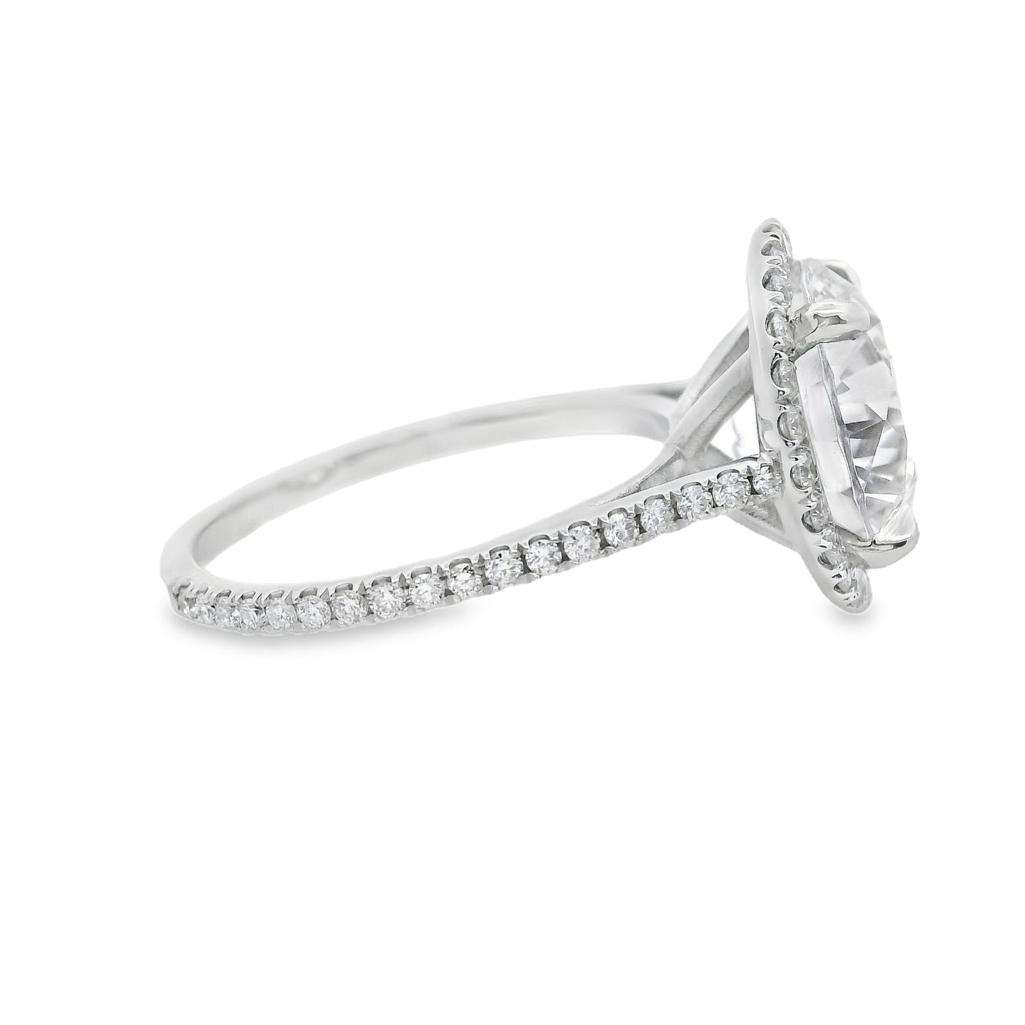 Halo Round-Cut Diamond Engagement Ring Setting in 14K White Gold