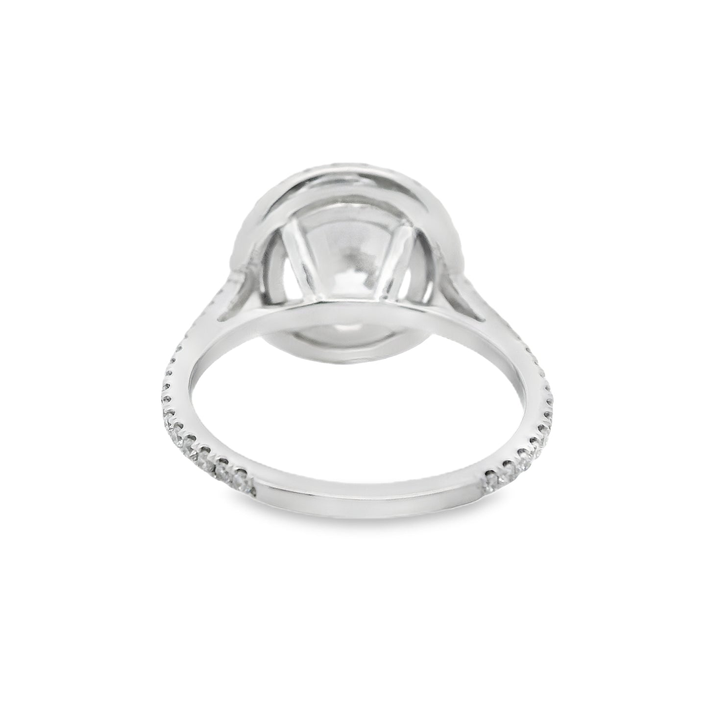 Halo Round-Cut Diamond Engagement Ring Setting in 14K White Gold