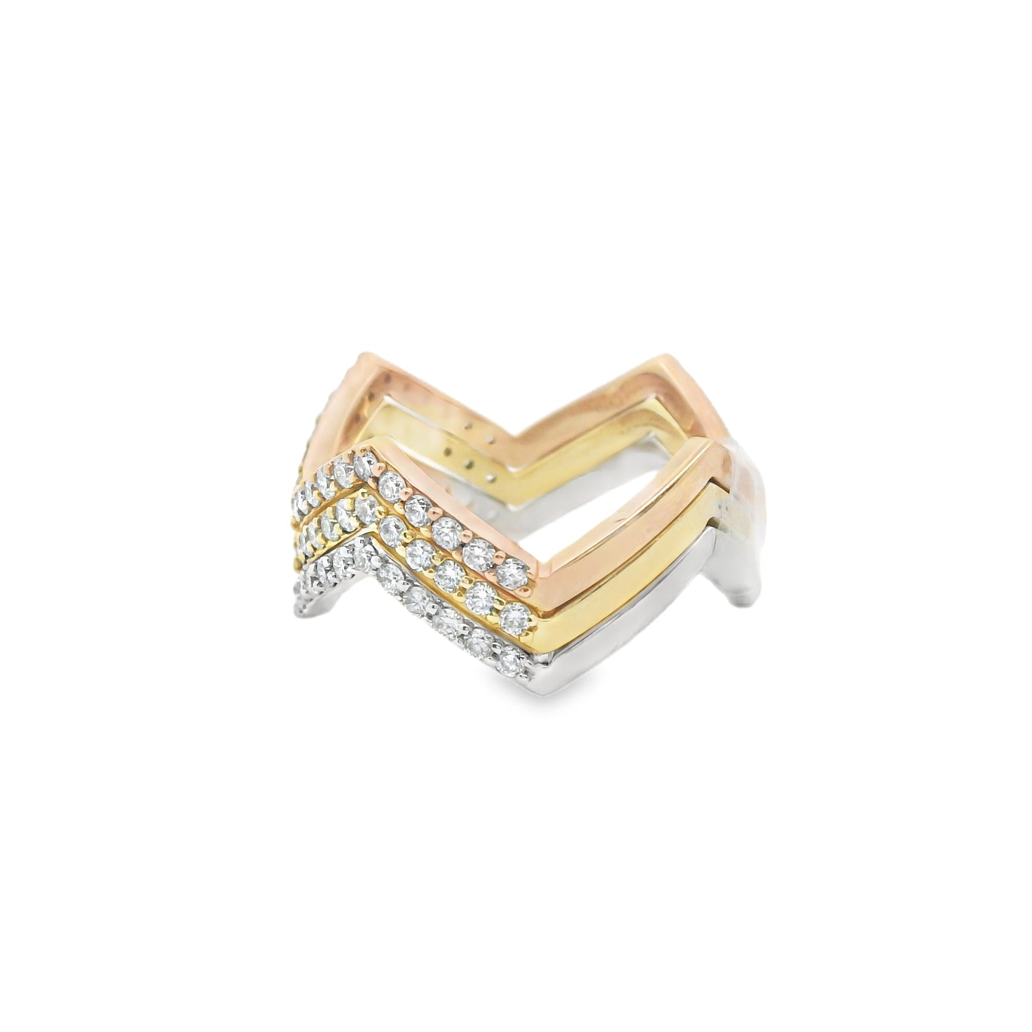 Zig Zag Stackable Diamond Rings in 14K Gold