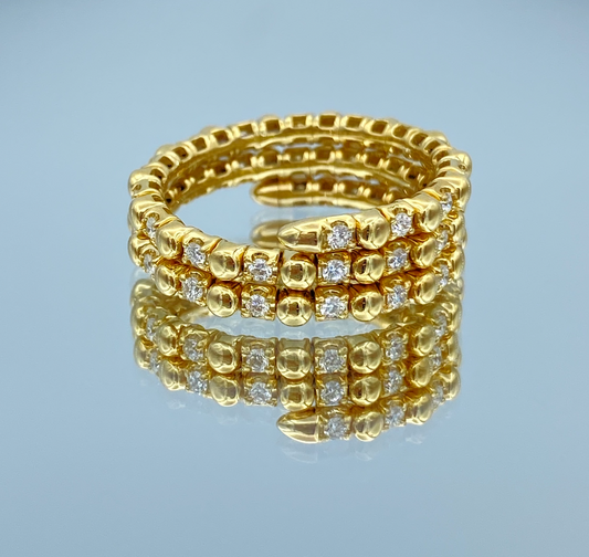 Flexible Diamond and 14K Yellow Gold Wraparound Ring - L and L Jewelry