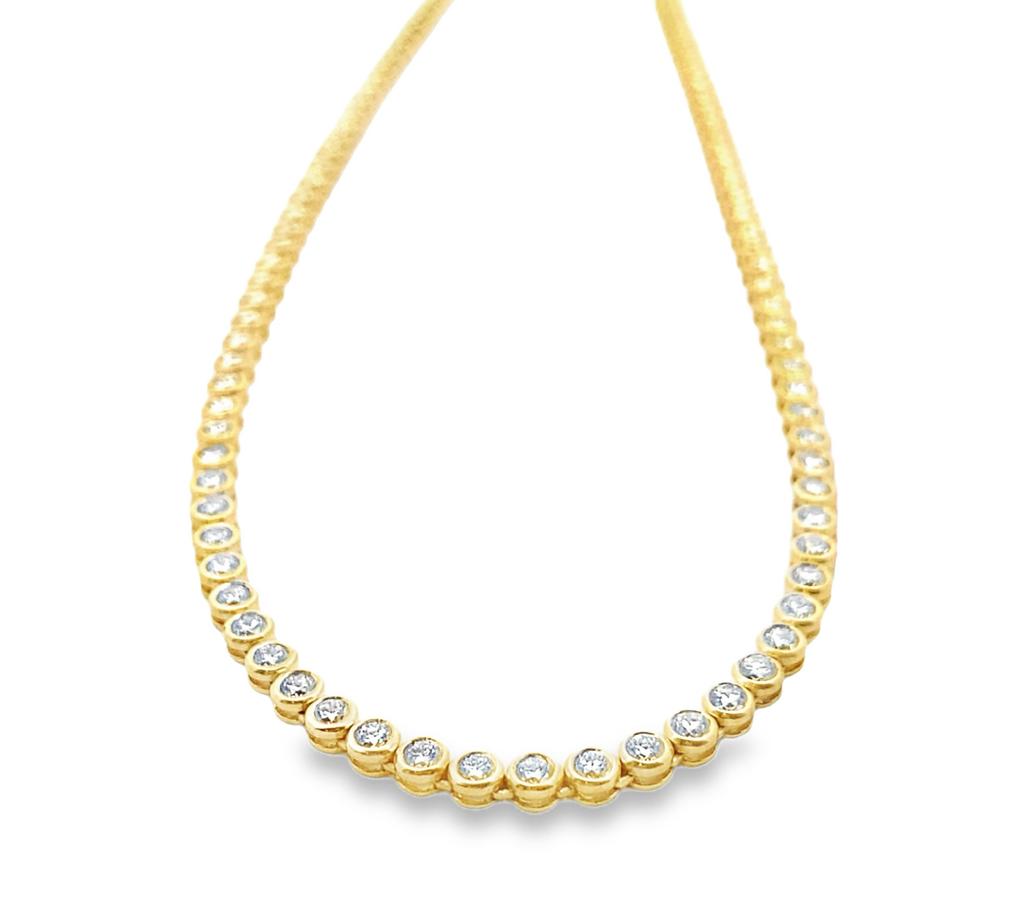 Round-Cut Diamond Bezel Tennis Necklace in 14K Gold