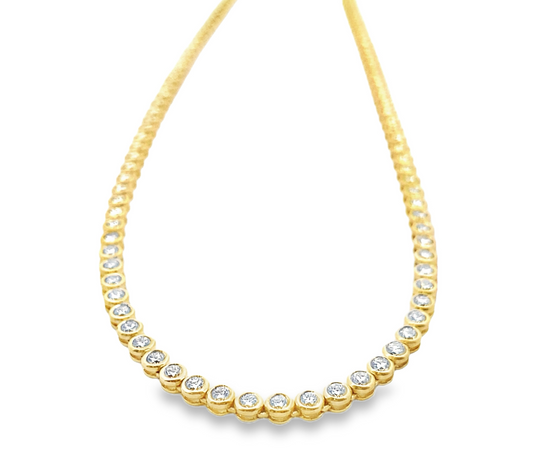 Round-Cut Diamond Bezel Tennis Necklace in 14K Gold