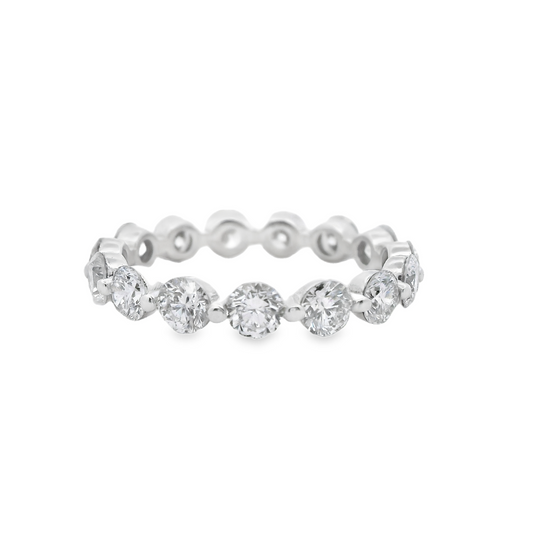 LKS Floating Round Brilliant-Cut Diamond Eternity Ring in Platinum