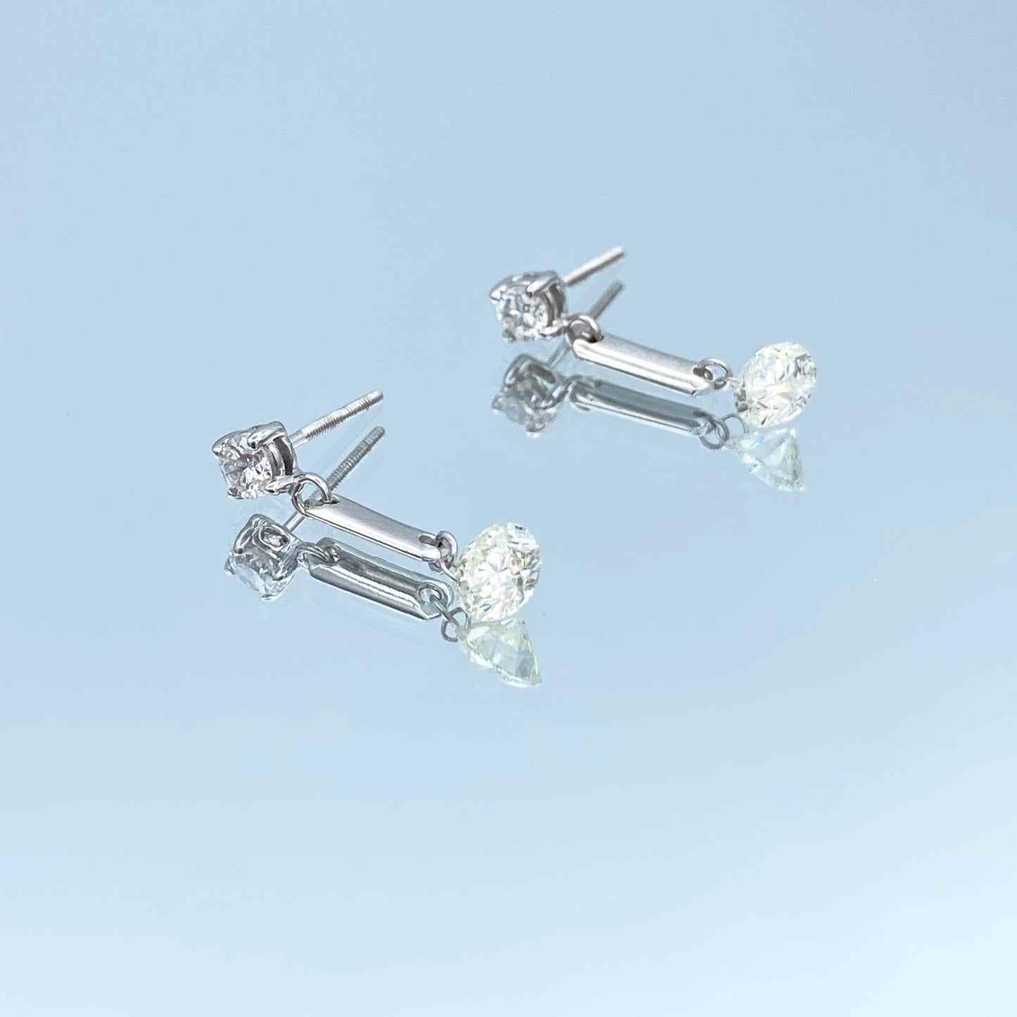 Floating Diamond Drop Earrings in 14K White Gold - L and L Jewelry