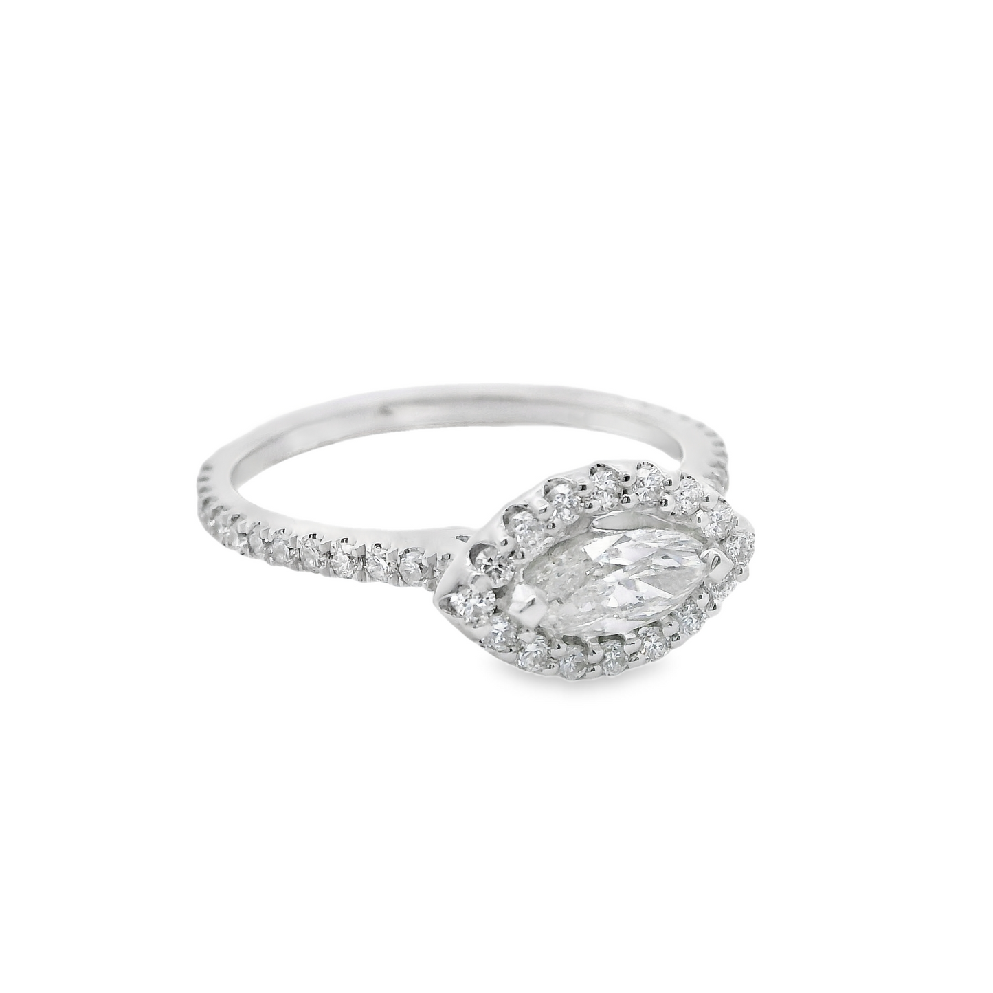 Marquise-Cut Diamond Engagement Ring in 14K White Gold