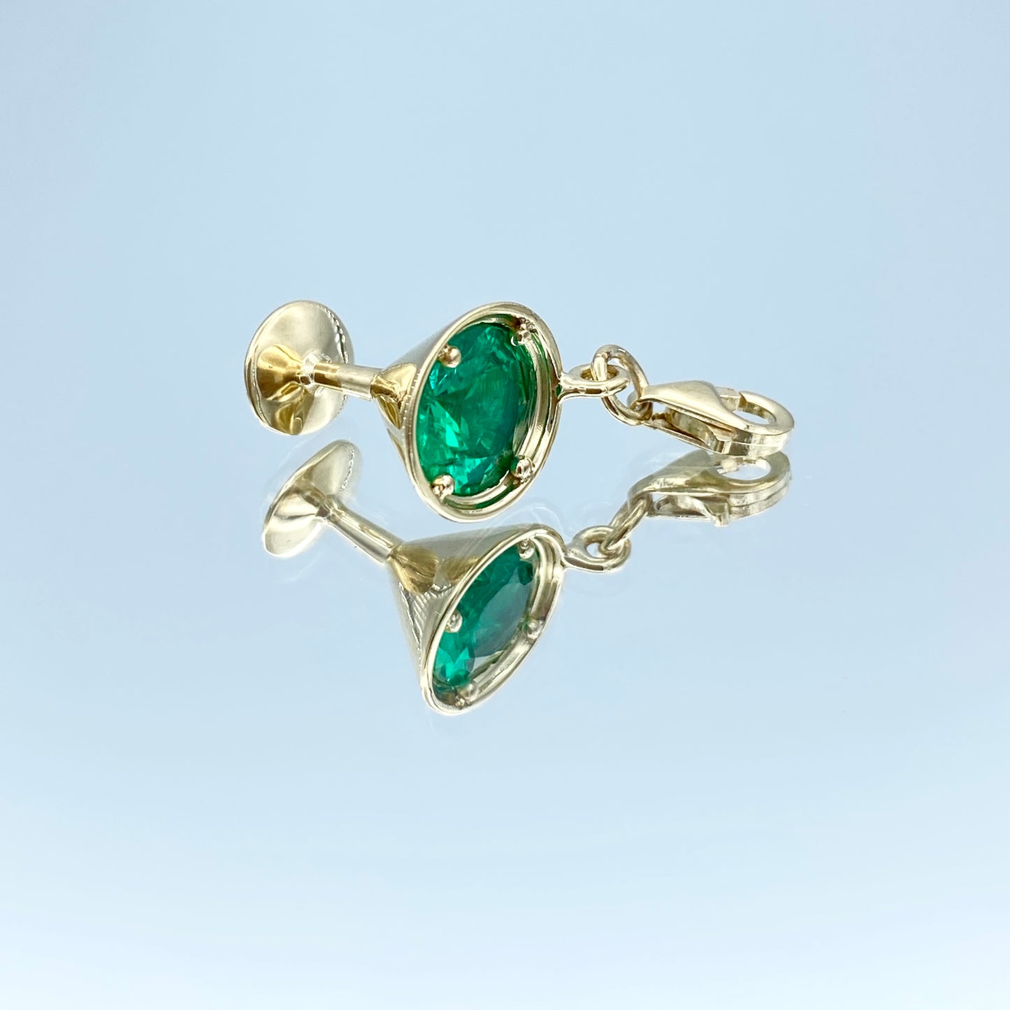 Martini Glass Design Pendant with Emerald in 14K Yellow Gold - L and L Jewelry