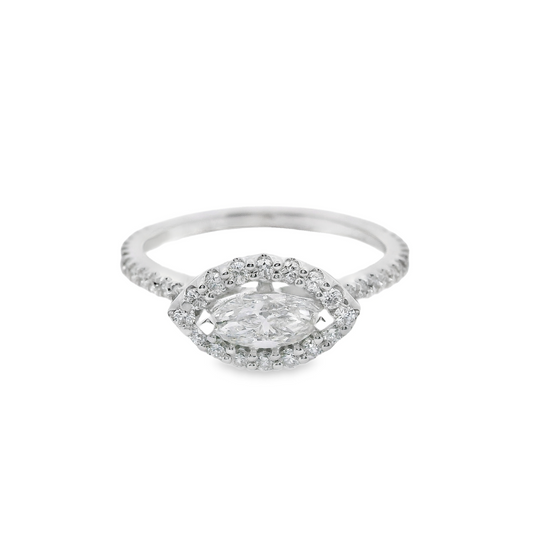 Marquise-Cut Diamond Engagement Ring in 14K White Gold