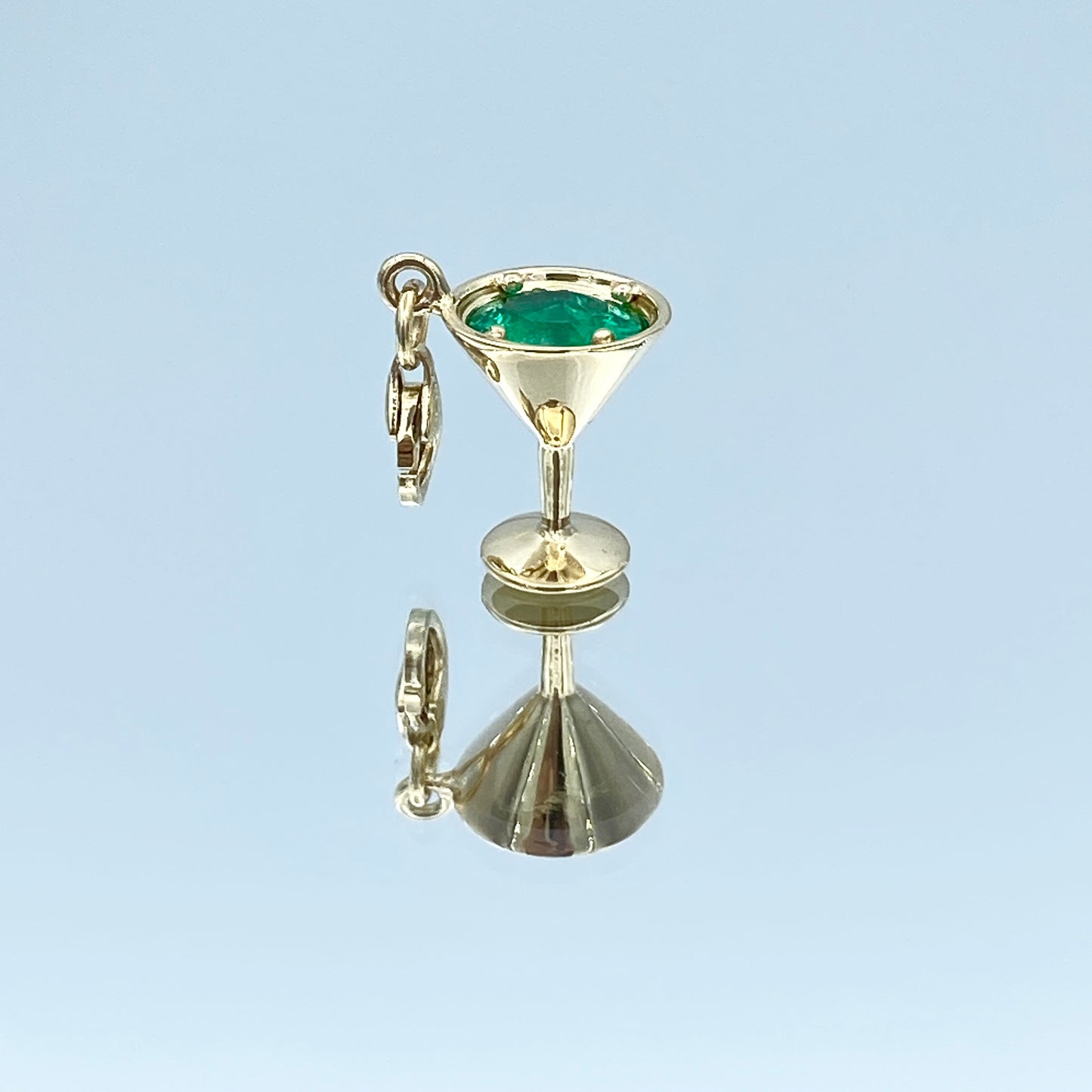 Martini Glass Design Pendant with Emerald in 14K Yellow Gold - L and L Jewelry