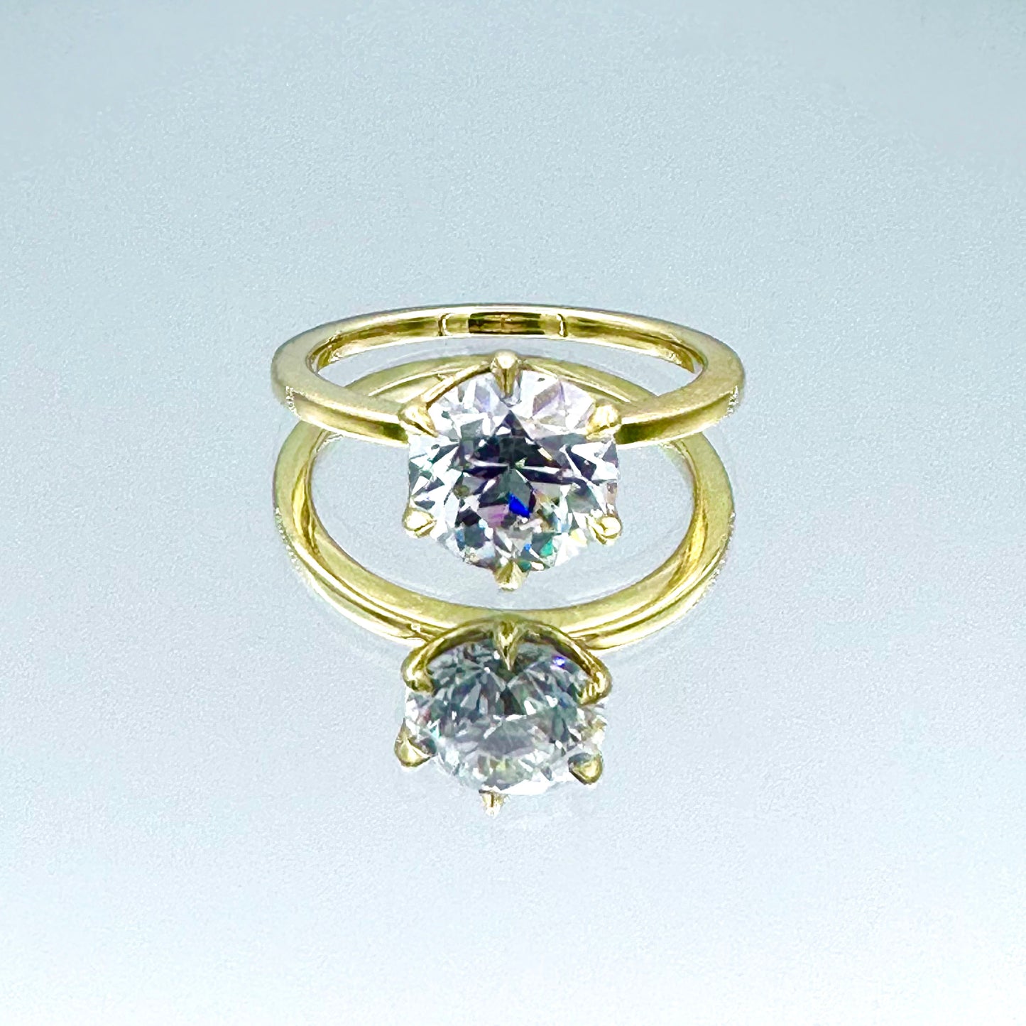 Solitaire Round Brilliant-Cut Diamond Engagement Ring in 14K Yellow Gold - L and L Jewelry