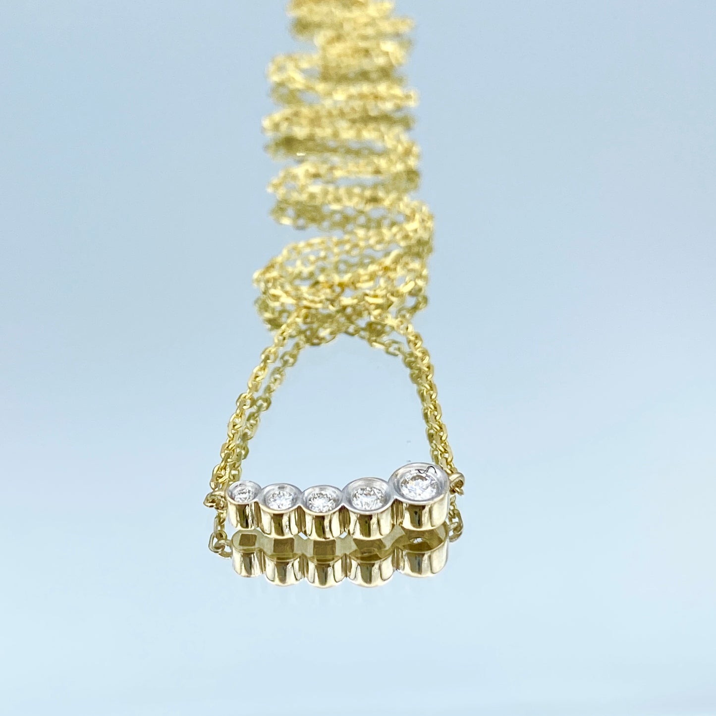 Five-Stone Diamond Necklace in 14K Yellow Gold - L and L Jewelry