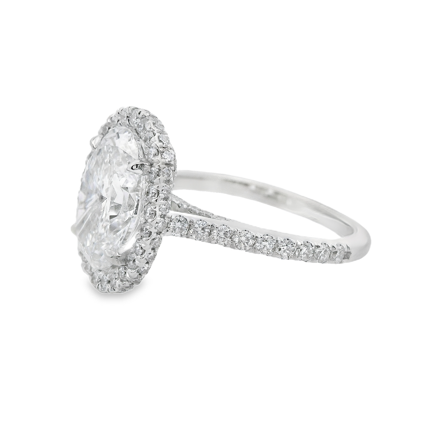 Oval-Cut Halo Diamond Engagement Ring in 14K White Gold