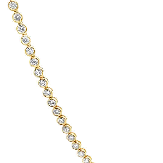 Round-Cut Diamond Bezel Tennis Necklace in 14K Gold
