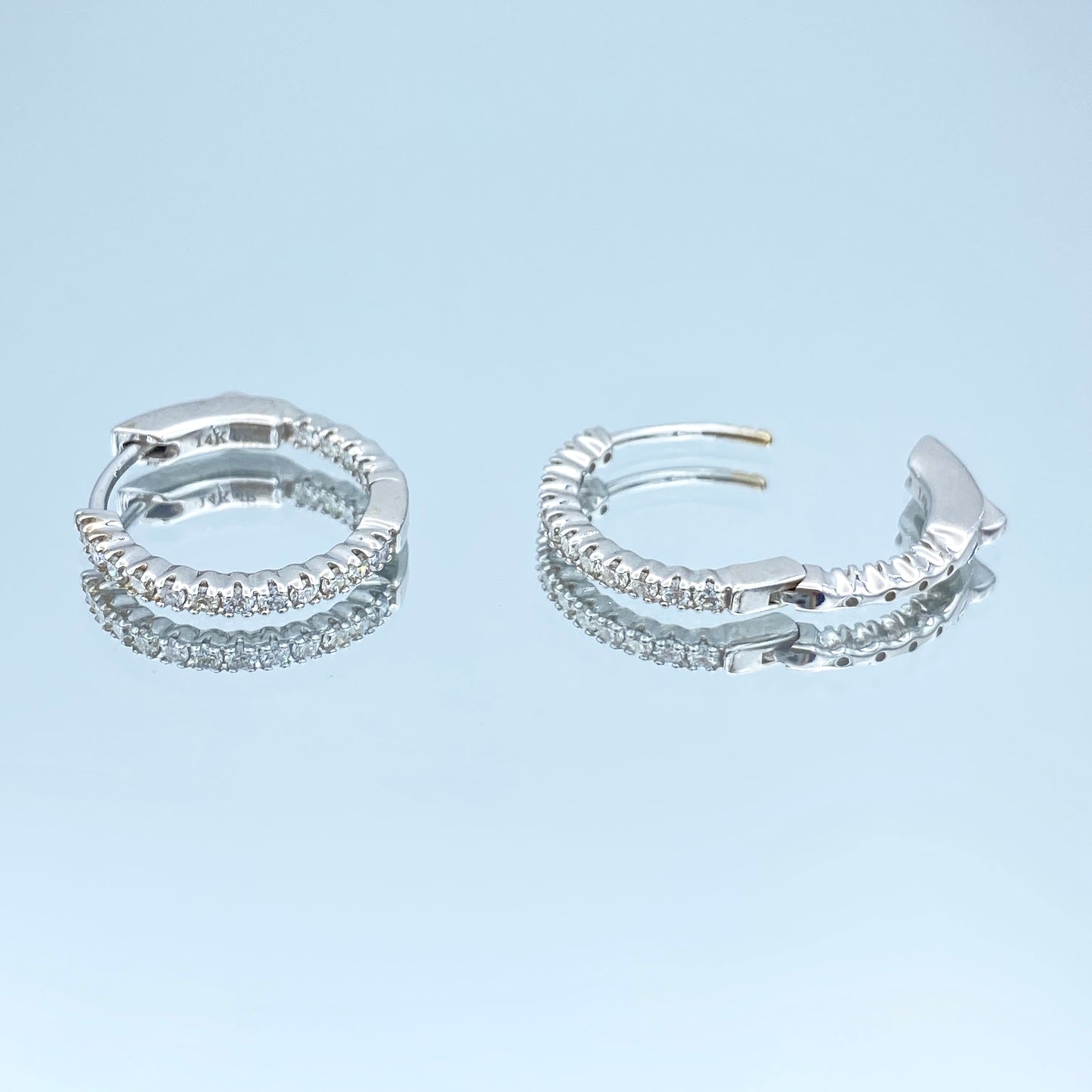 Inside-Out Diamond Hoop Earrings in 14K White Gold - L and L Jewelry